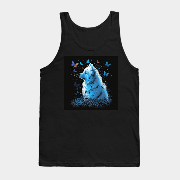 Samoyed And Butterflies Tank Top by Enchanted Reverie